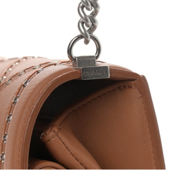 Chanel Tan Coco Eyelets Quilted Lambskin Crossbody Bag with Chain Strap - Picture 10 of 10